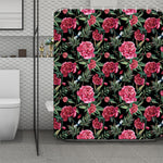 Watercolor Peony Pattern Print Polyester Shower Curtain