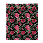 Watercolor Peony Pattern Print Polyester Shower Curtain