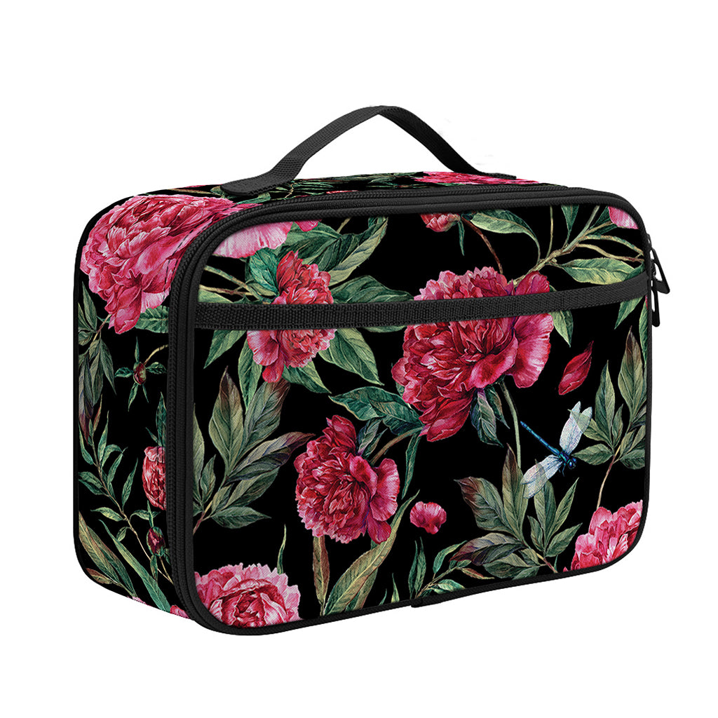 Watercolor Peony Pattern Print Portable Lunch Bag