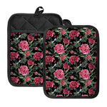Watercolor Peony Pattern Print Pot Holders With Pocket