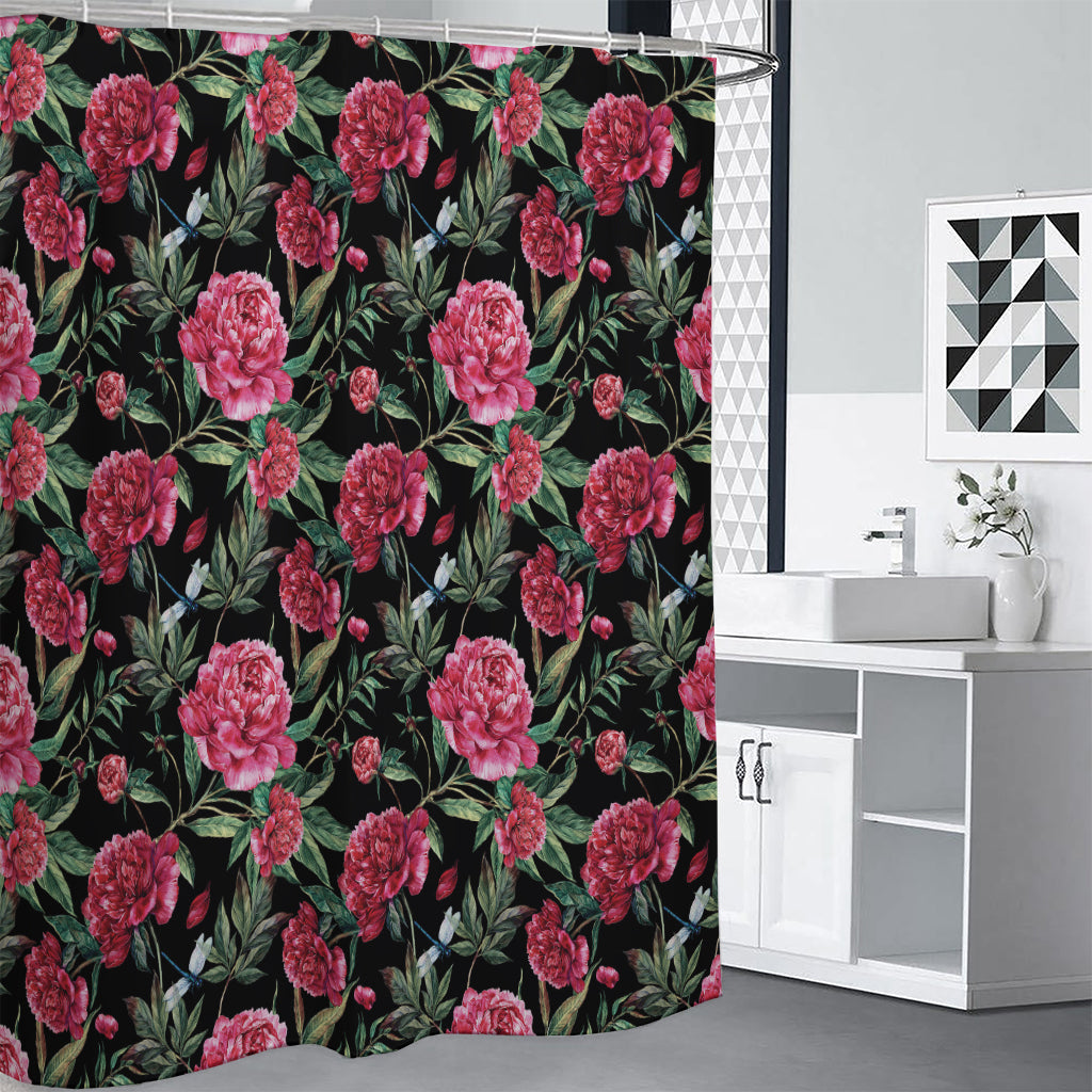Watercolor Peony Pattern Print Premium Shower Curtain