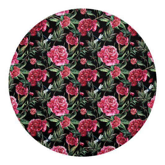 Watercolor Peony Pattern Print Round Blanket