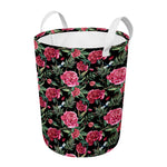Watercolor Peony Pattern Print Round Laundry Basket