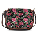 Watercolor Peony Pattern Print Saddle Bag