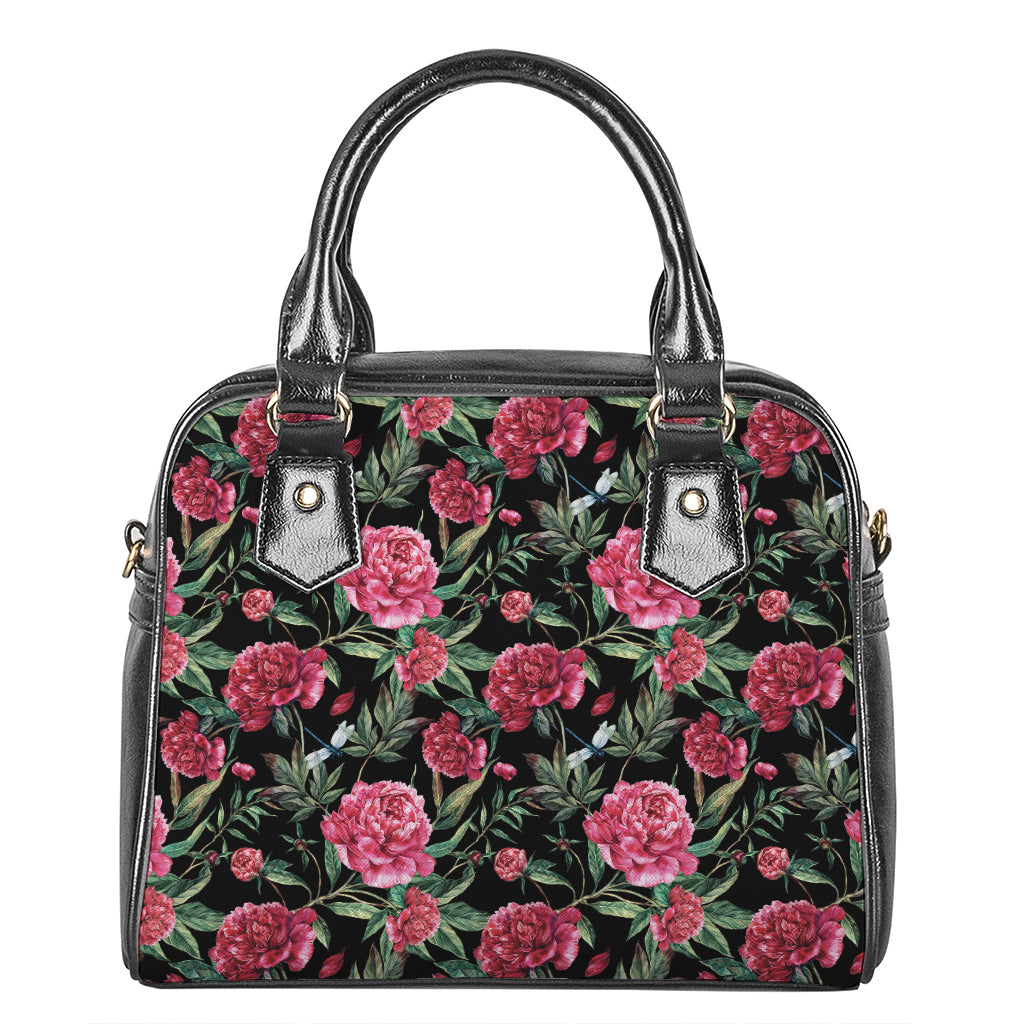 Watercolor Peony Pattern Print Shoulder Handbag
