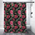 Watercolor Peony Pattern Print Shower Curtain