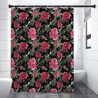 Watercolor Peony Pattern Print Shower Curtain
