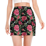 Watercolor Peony Pattern Print Side Slit Mini Skirt