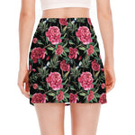 Watercolor Peony Pattern Print Side Slit Mini Skirt