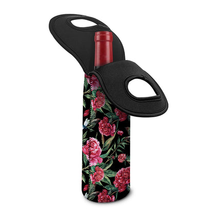 Watercolor Peony Pattern Print Single Neoprene Wine Tote