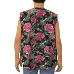 Watercolor Peony Pattern Print Sleeveless Baseball Jersey