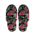 Watercolor Peony Pattern Print Slippers