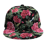 Watercolor Peony Pattern Print Snapback Cap