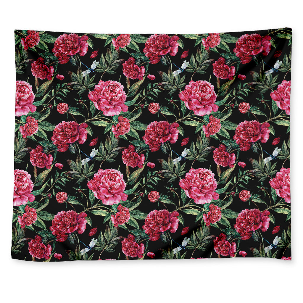 Watercolor Peony Pattern Print Tapestry