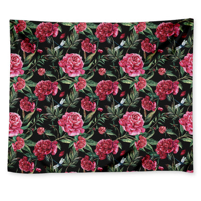 Watercolor Peony Pattern Print Tapestry