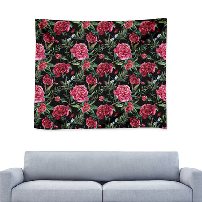 Watercolor Peony Pattern Print Tapestry