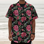 Watercolor Peony Pattern Print Textured Short Sleeve Shirt