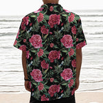 Watercolor Peony Pattern Print Textured Short Sleeve Shirt