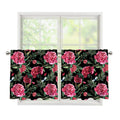 Watercolor Peony Pattern Print Tier Curtains