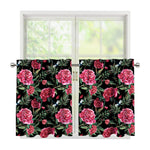 Watercolor Peony Pattern Print Tier Curtains