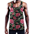 Watercolor Peony Pattern Print Men's Workout Tank Top