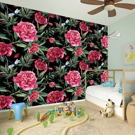 Watercolor Peony Pattern Print Wall Sticker