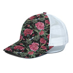 Watercolor Peony Pattern Print White Mesh Trucker Cap