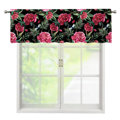 Watercolor Peony Pattern Print Window Valance