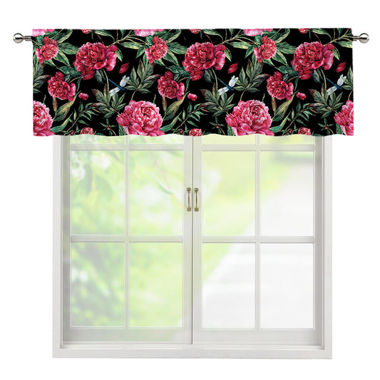 Watercolor Peony Pattern Print Window Valance