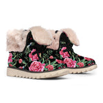 Watercolor Peony Pattern Print Winter Boots