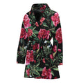 Watercolor Peony Pattern Print Women's Bathrobe