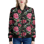 Watercolor Peony Pattern Print Women's Bomber Jacket