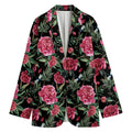 Watercolor Peony Pattern Print Women's Cotton Blazer