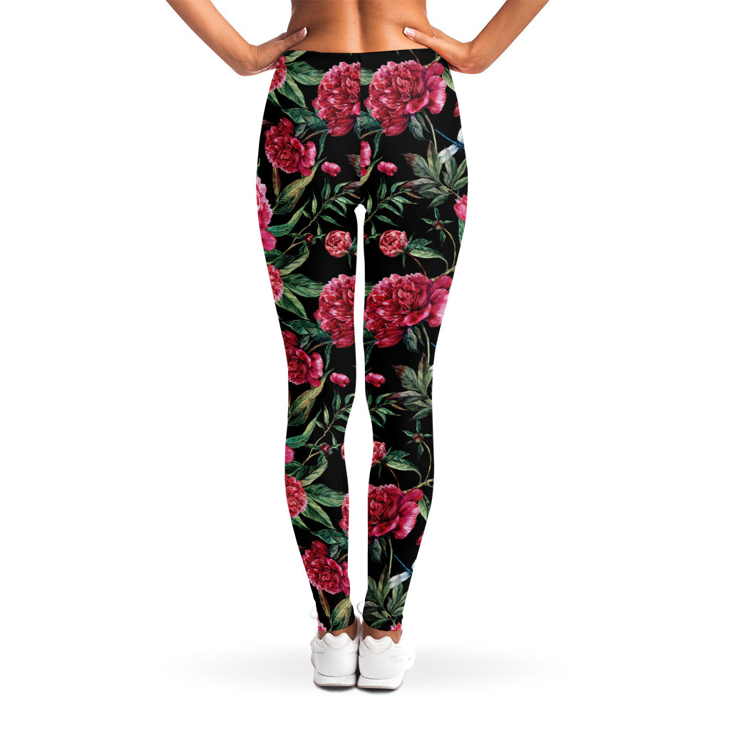Watercolor Peony Pattern Print Women's Leggings