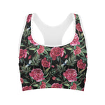 Watercolor Peony Pattern Print Women's Sports Bra