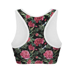 Watercolor Peony Pattern Print Women's Sports Bra