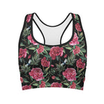 Watercolor Peony Pattern Print Women's Sports Bra