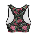 Watercolor Peony Pattern Print Women's Sports Bra
