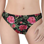 Watercolor Peony Pattern Print Women's Thong