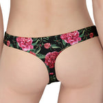 Watercolor Peony Pattern Print Women's Thong