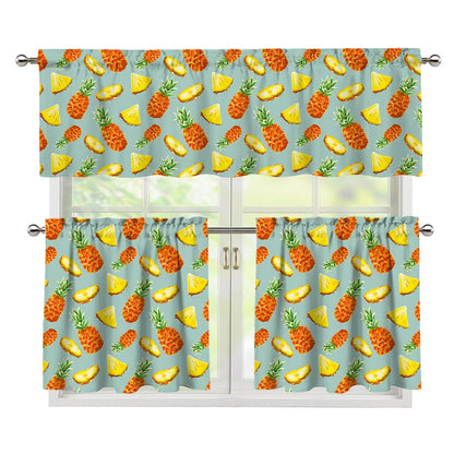 Watercolor Pineapple Pattern Print 3 Piece Kitchen Curtains