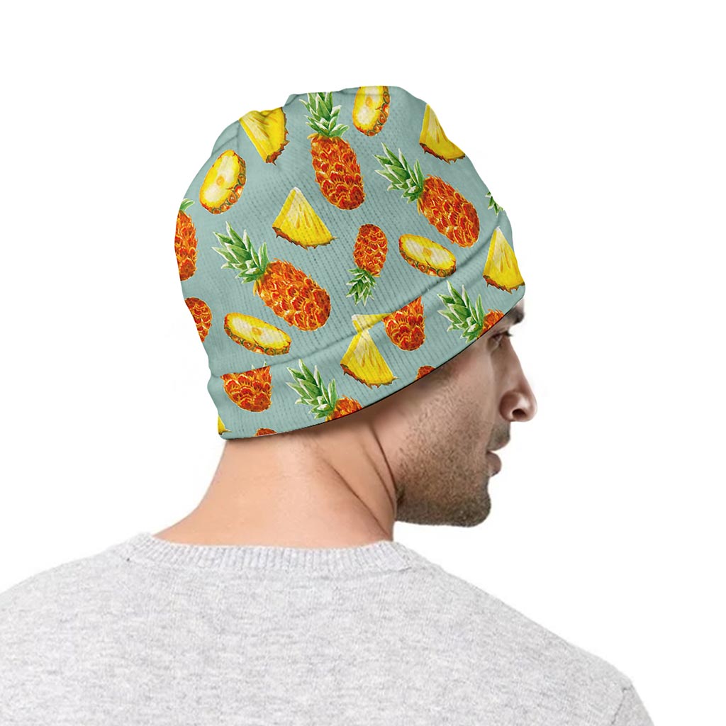Watercolor Pineapple Pattern Print Beanie