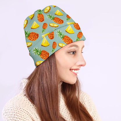 Watercolor Pineapple Pattern Print Beanie