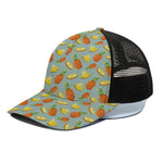 Watercolor Pineapple Pattern Print Black Mesh Trucker Cap