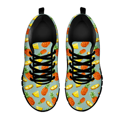 Watercolor Pineapple Pattern Print Black Running Shoes