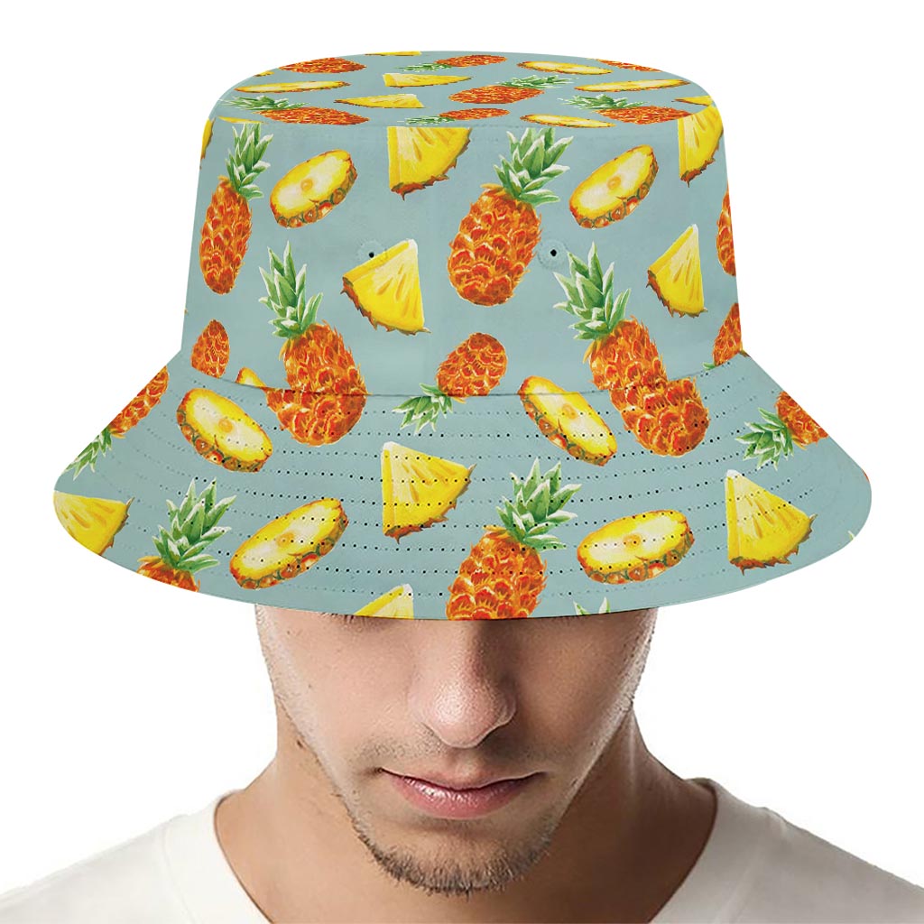 Watercolor Pineapple Pattern Print Bucket Hat