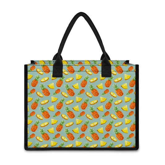 Watercolor Pineapple Pattern Print Canvas Tote Bag