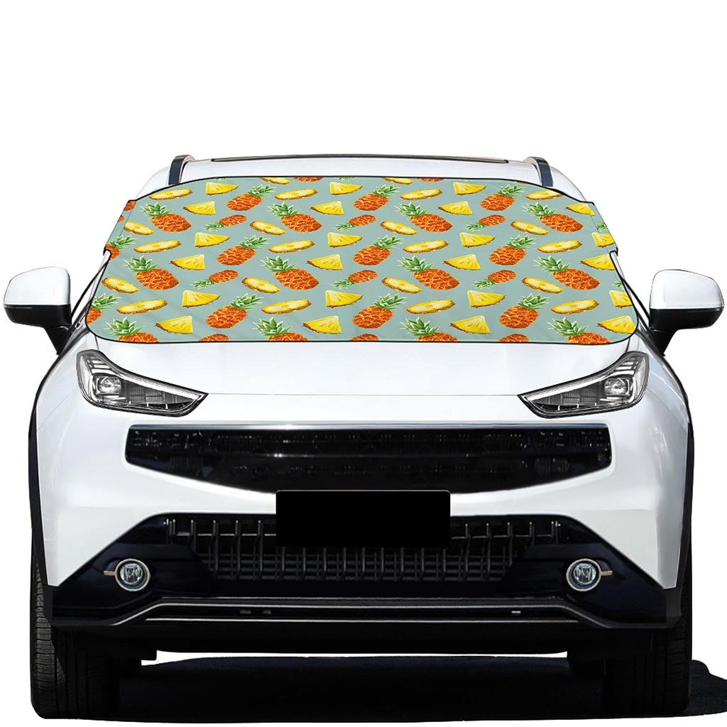 Watercolor Pineapple Pattern Print Car Windshield Snow Cover