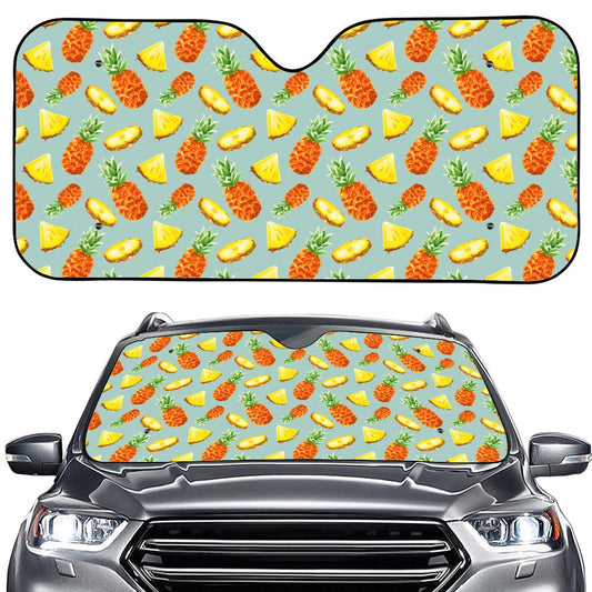 Watercolor Pineapple Pattern Print Car Windshield Sun Shade