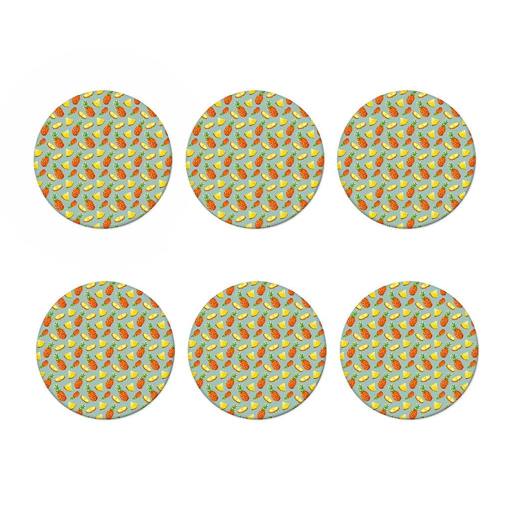 Watercolor Pineapple Pattern Print Coaster Set